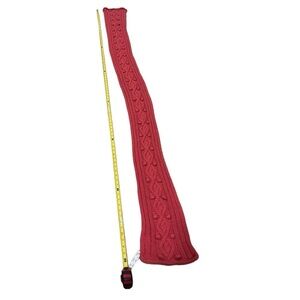 NWT Icelandic Design Red Cable Knit Silk Angora Scarf 7ft